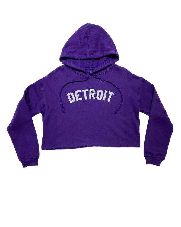Ink Detroit Fleece Crop Hoodie - Purple