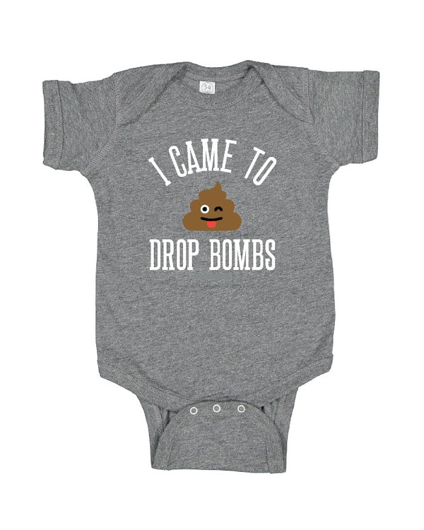 Graphic Tees "I CAME TO DROP BOMBS" Baby Onesie - Heather Grey