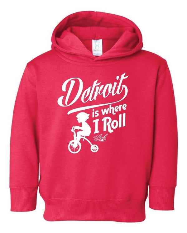 Ink Detroit Is Where I Roll Toddler Hoodie - Red
