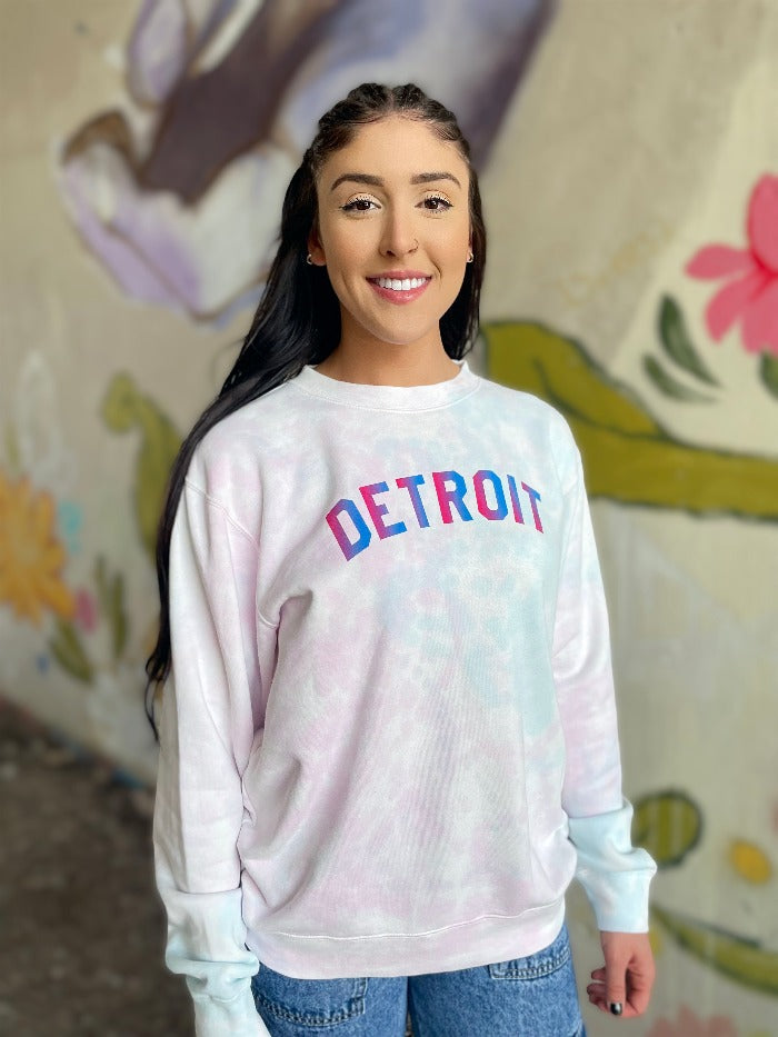 Ink Detroit Tie Dye Crewneck Sweatshirt - Cotton Candy