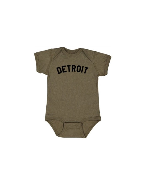 Ink Detroit Baby Onesie - Military Green
