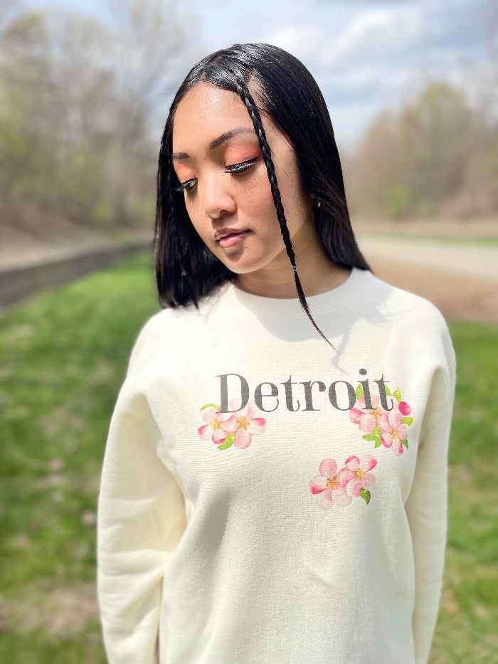 Ink Detroit - Detroit Apple Blossom - Crewneck Sweatshirt - Natural