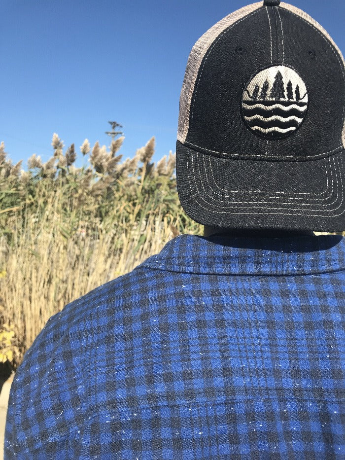 The Great Lakes State Black Denim Mesh Back Emblem Cap