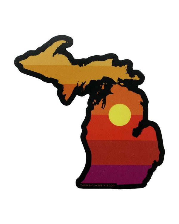 The Great Lakes State Michigan Sunset Die Cut Vinyl Sticker