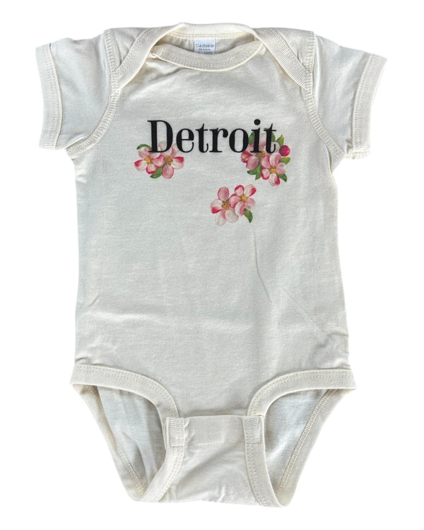 Ink Detroit Apple Blossom  Baby Onesie - Natural