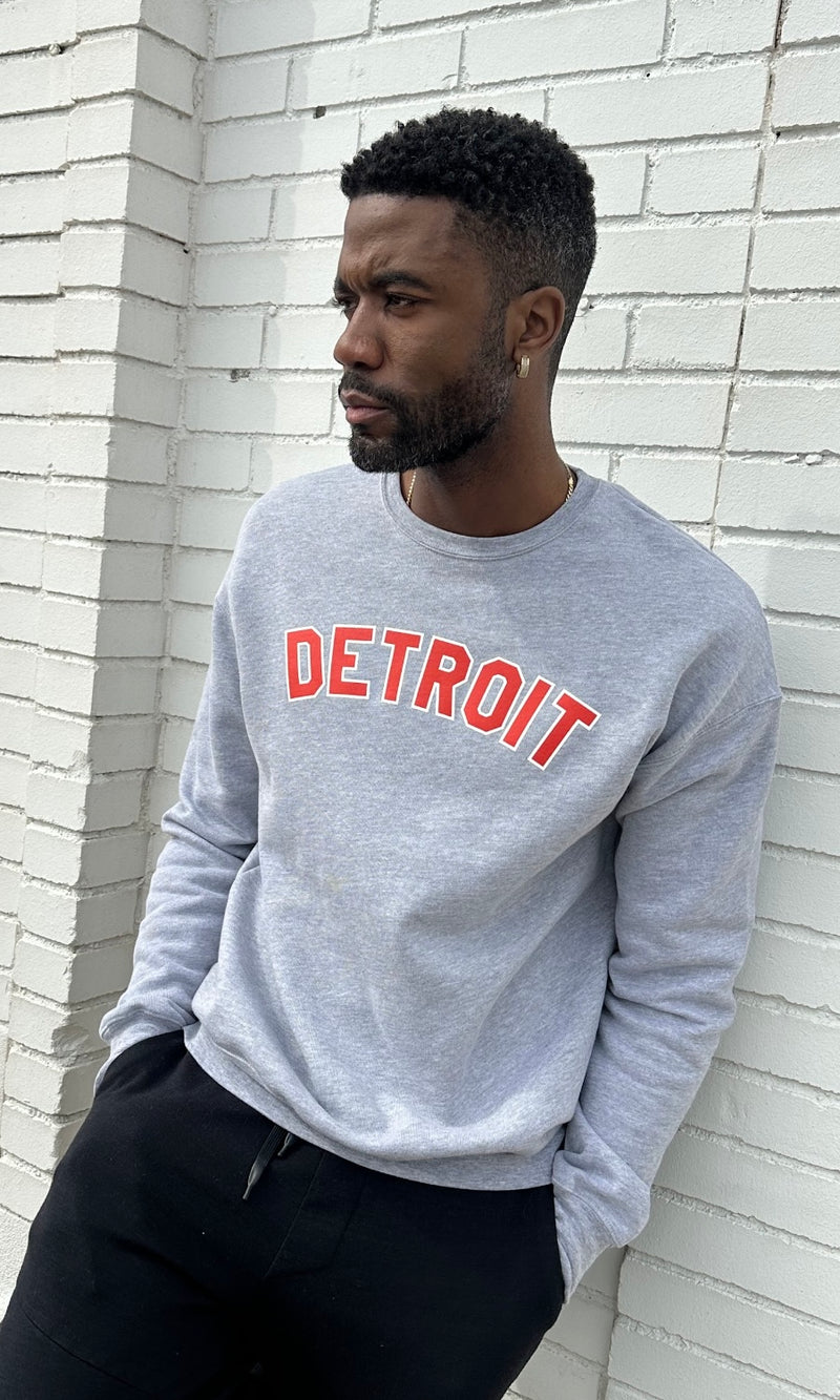 Classic Detroit Hockey Sweatshirt - Athletic Grey