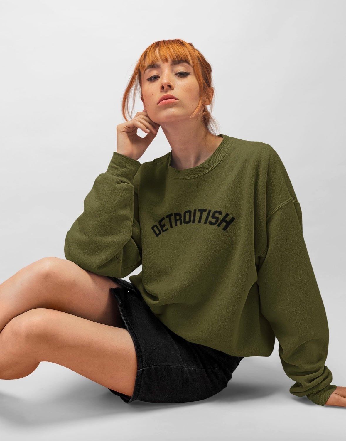 Ink Detroit Detroitish Crewneck Sweatshirt - Military Green - Ink Detroit