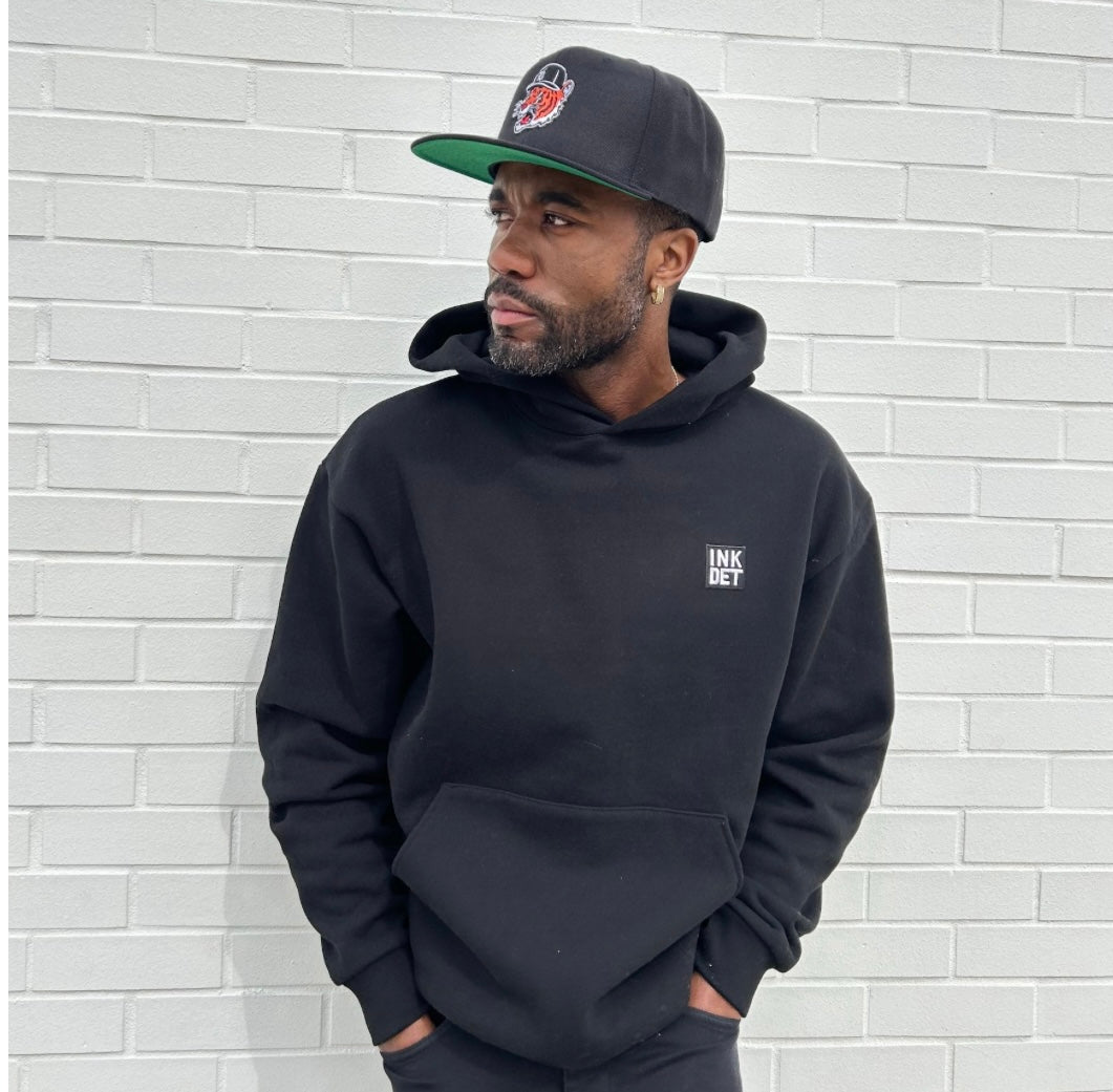 Ink Detroit - Motor City Kitty Premium Heavyweight Hoodie - Black - Ink Detroit