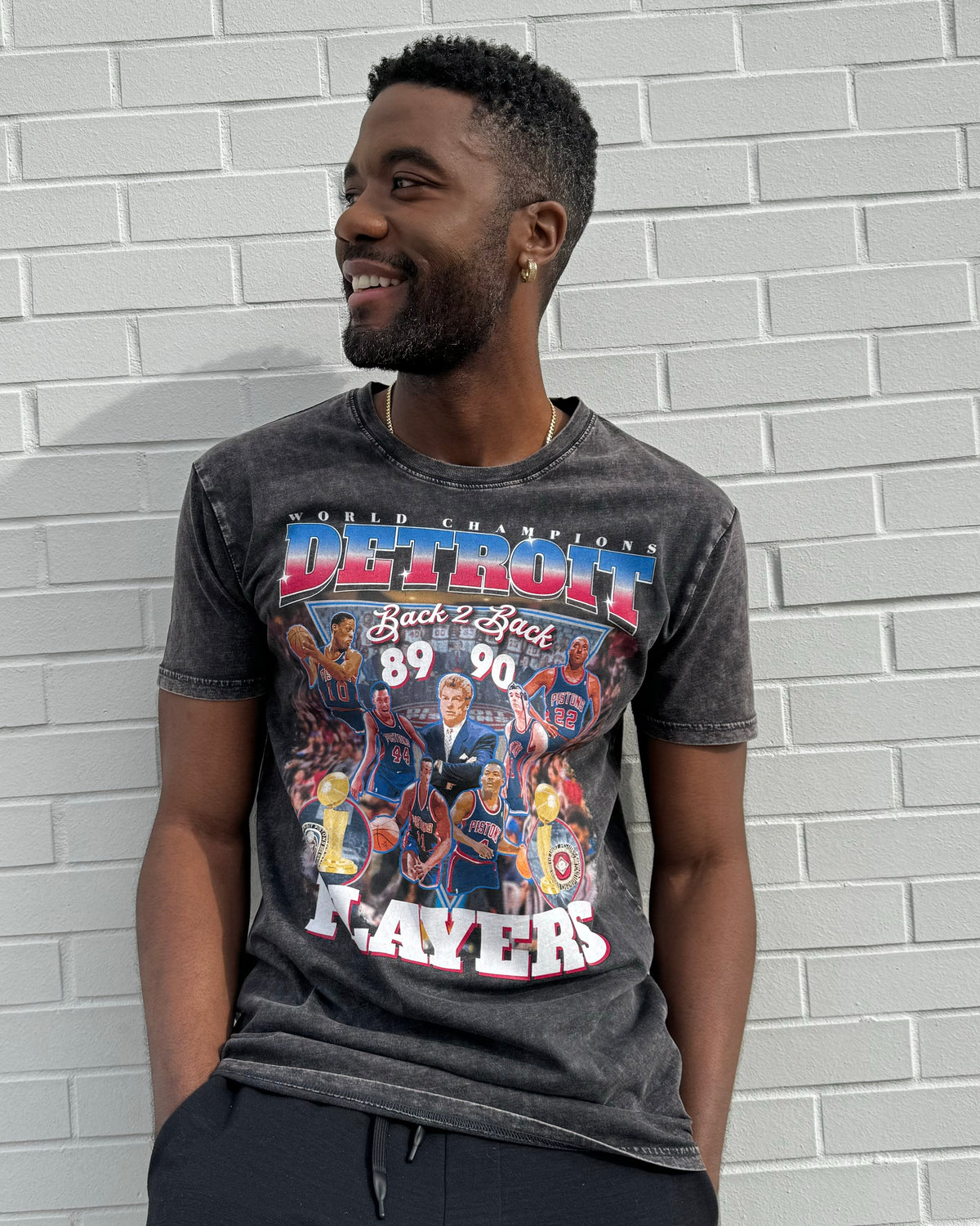 Ink Detroit - Players Back 2 Back Champs Mineral Wash T-Shirt - Black - Ink Detroit