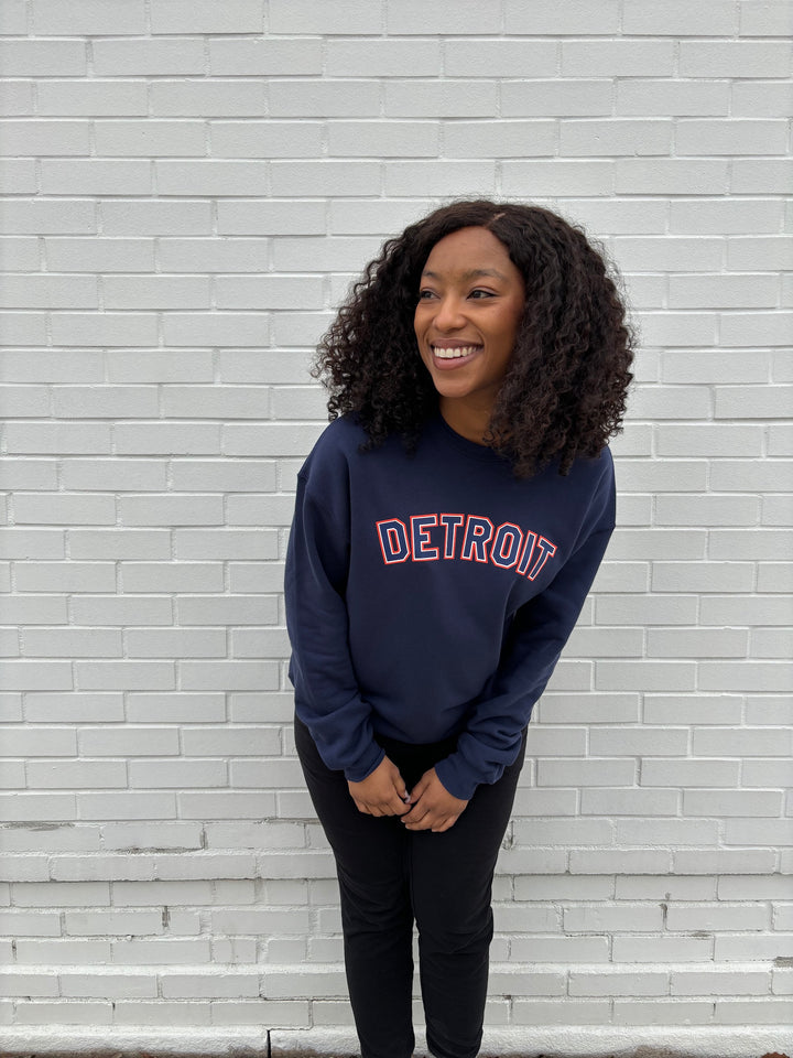 Classic Detroit Sweatshirt Print in Orange and Navy - Navy