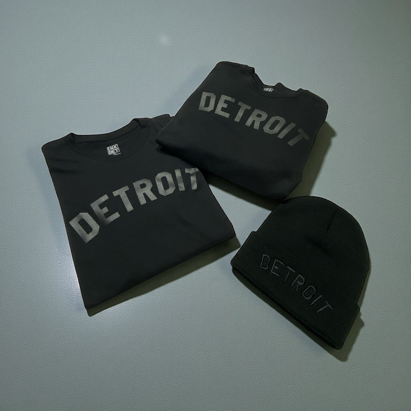Ink Detroit - Black on Black Bundle 1 - Crew, Tee and Beanie