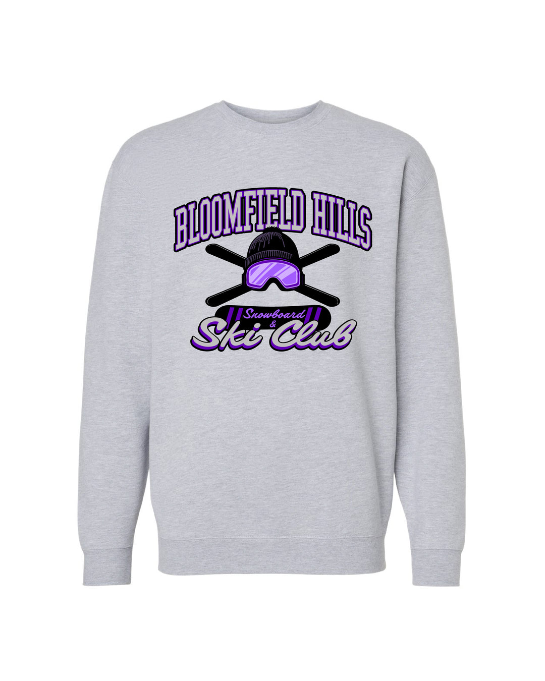 Bloomfield Hills Snowboard & Ski Club - Adult Crewneck Sweatshirt - Heather Grey