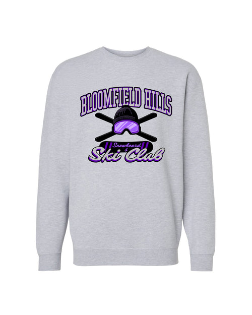 Bloomfield Hills Snowboard & Ski Club - Adult Crewneck Sweatshirt - Heather Grey - Ink Detroit