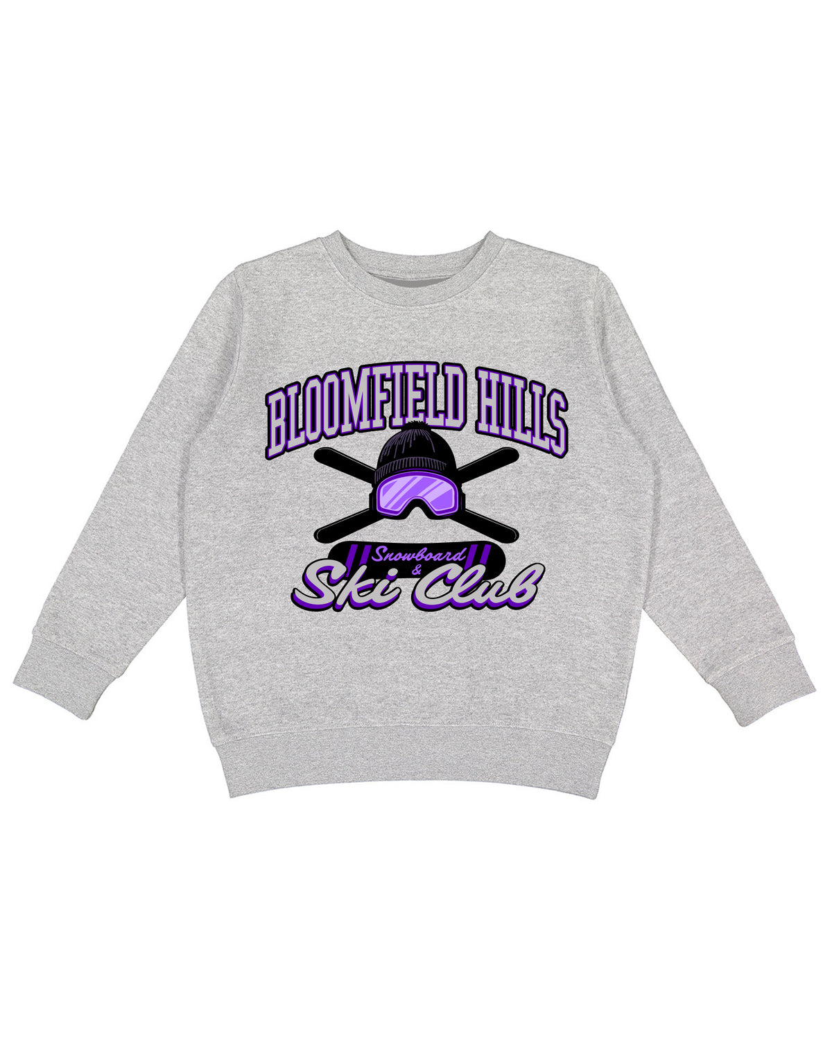 Bloomfield Hills Snowboard & Ski Club - Youth Crewneck Sweatshirt - Ink Detroit