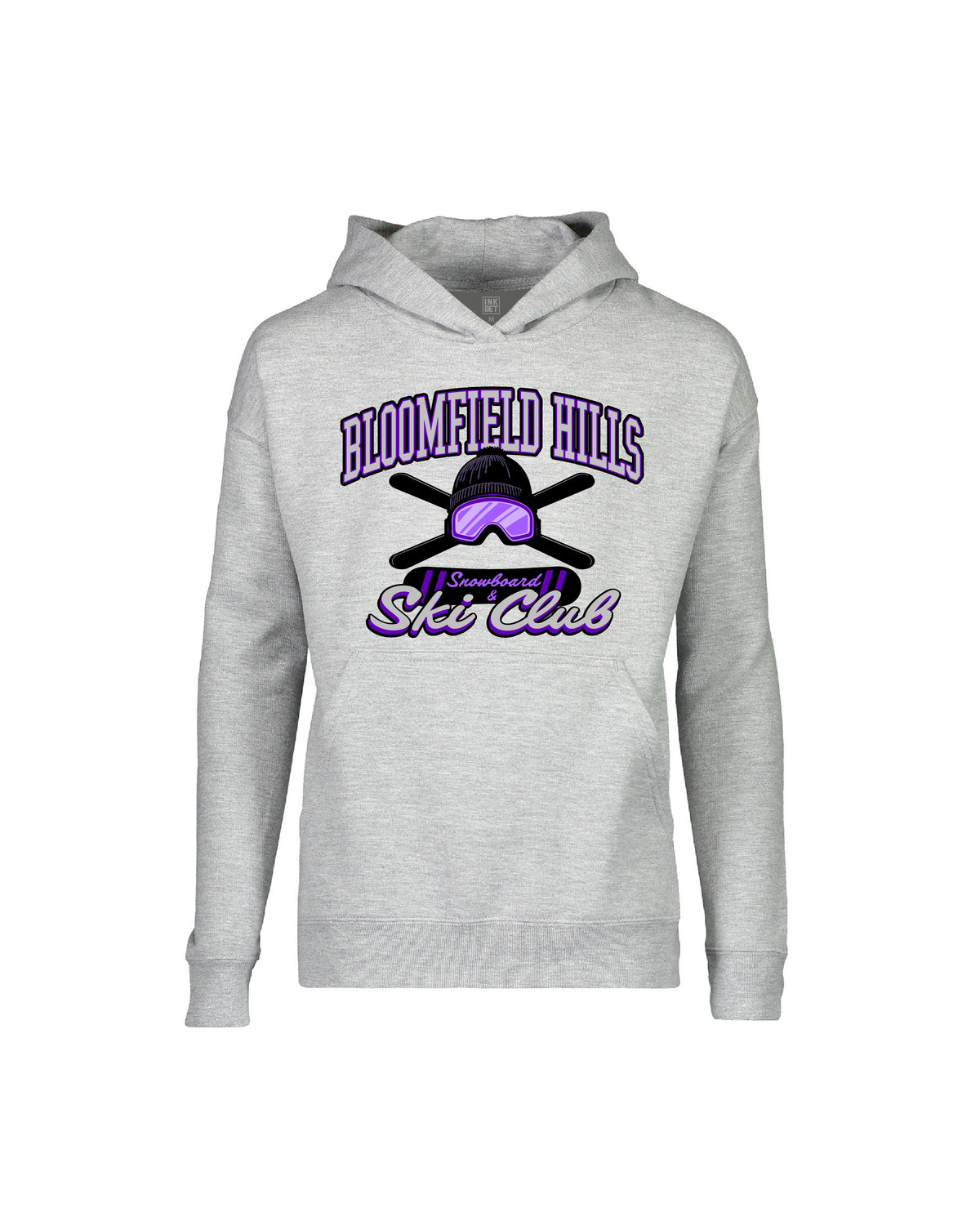 Bloomfield Hills Snowboard & Ski Club - Youth Hoodie - Heather Grey - Ink Detroit