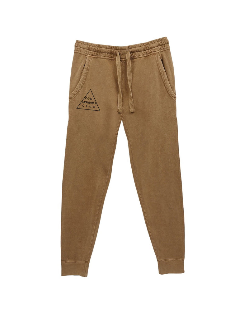 Cool Grandmas Club joggers in camel color