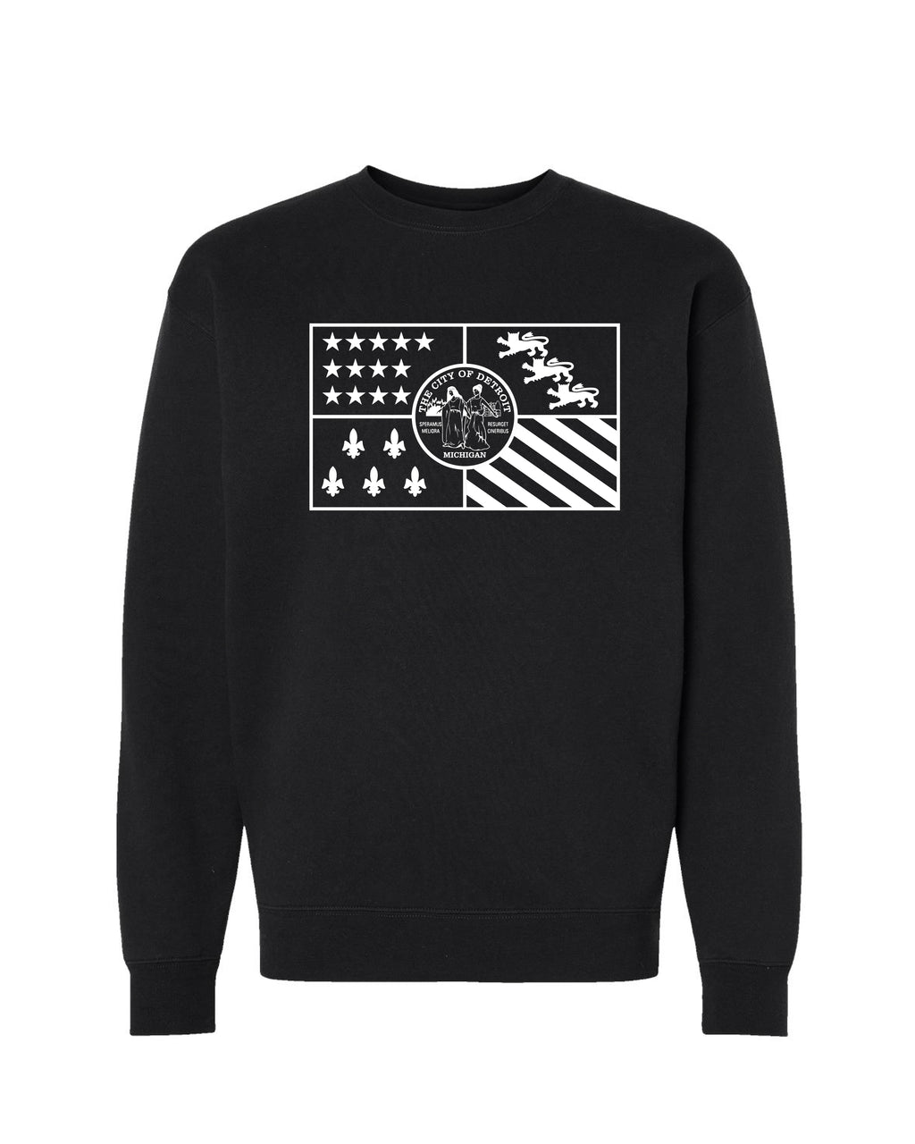 City of Detroit Flag (Solid white print) Crewneck sweatshirt - Ink Detroit