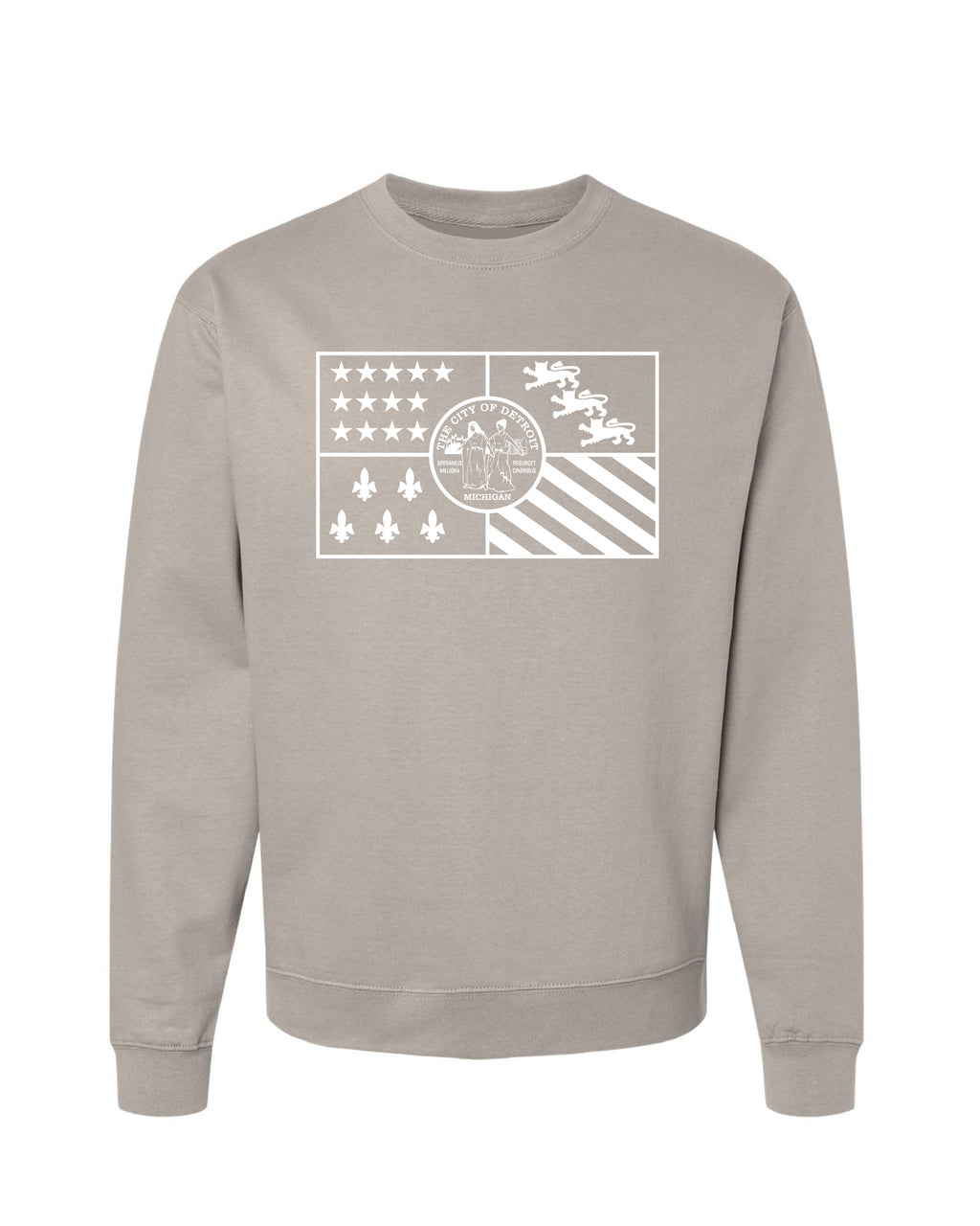 City of Detroit Flag (Solid white print) Crewneck sweatshirt - Ink Detroit