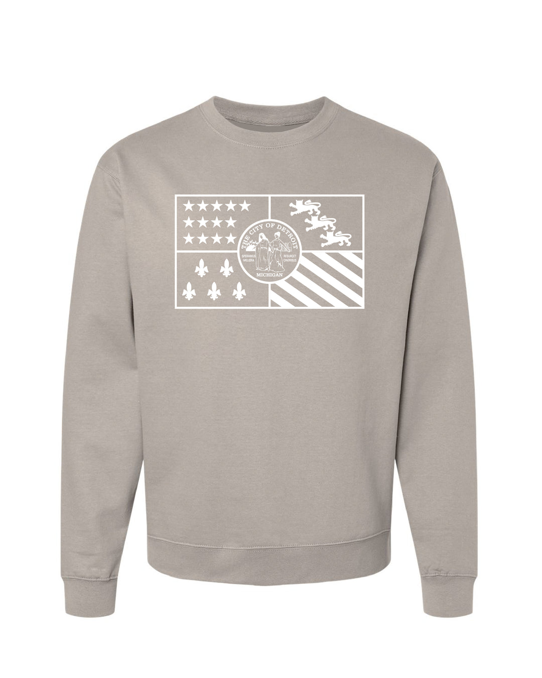 Detroit Flag heavyweight crewneck sweatshirt in a cement color