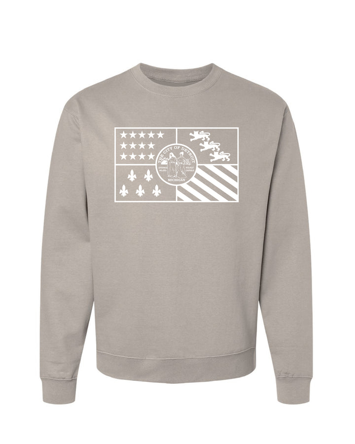 Detroit Flag heavyweight crewneck sweatshirt in a cement color