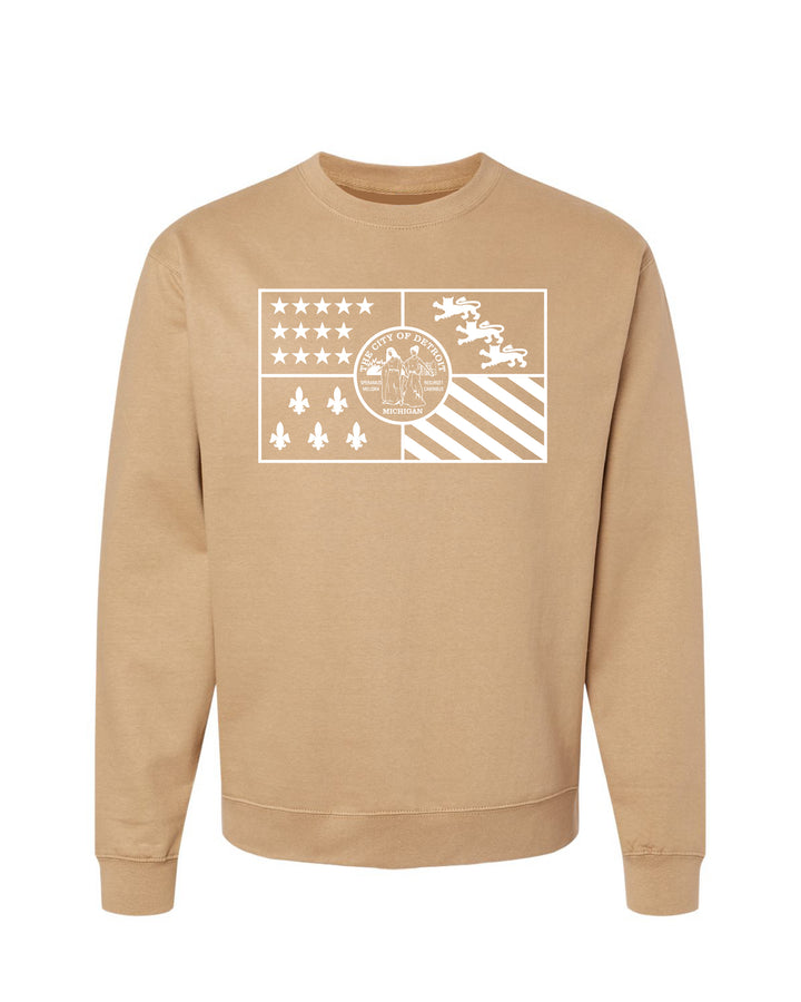 Detroit Flag heavyweight crewneck sweatshirt in a sandstone color