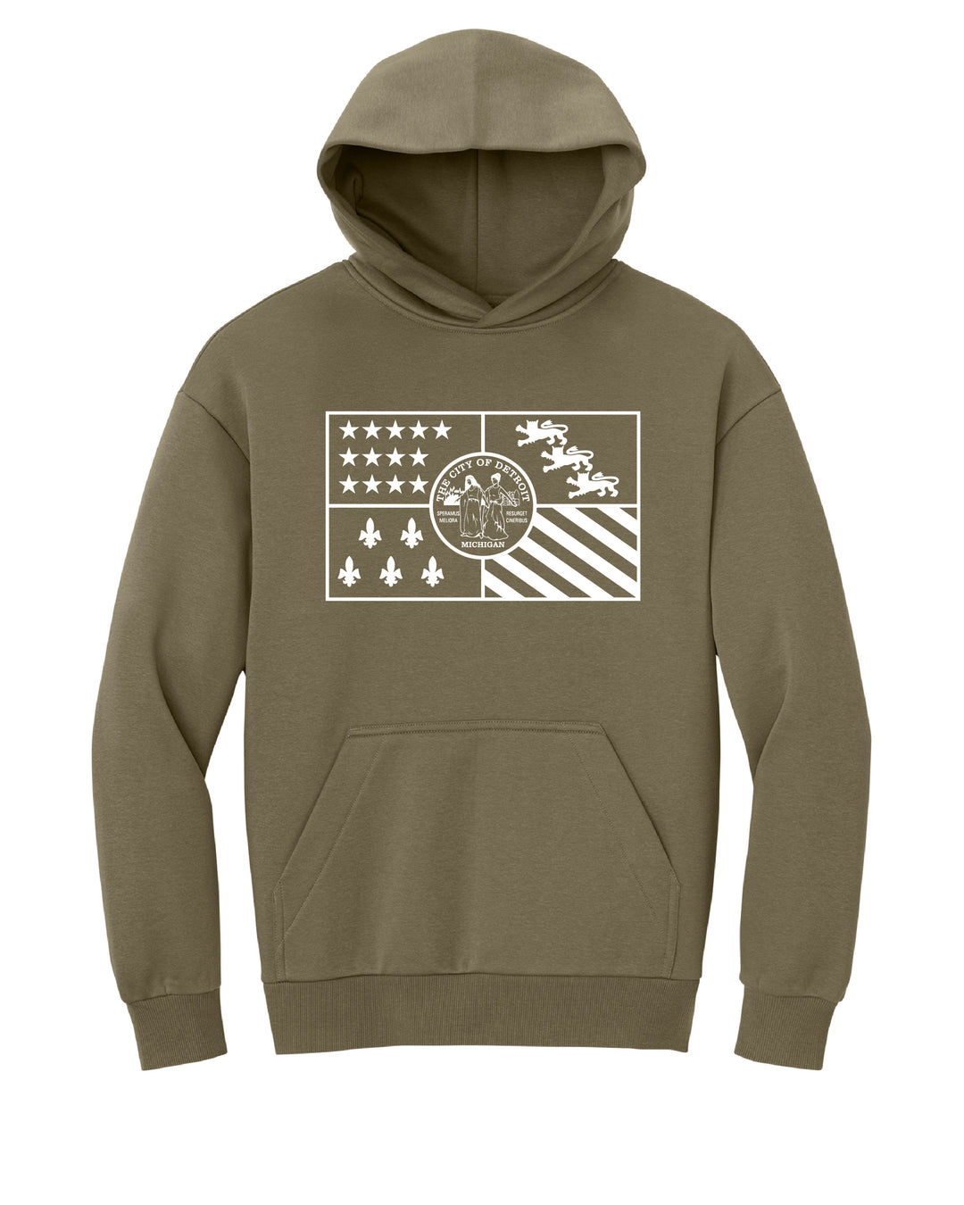 Detroit City Flag Hoodie in coyote brown