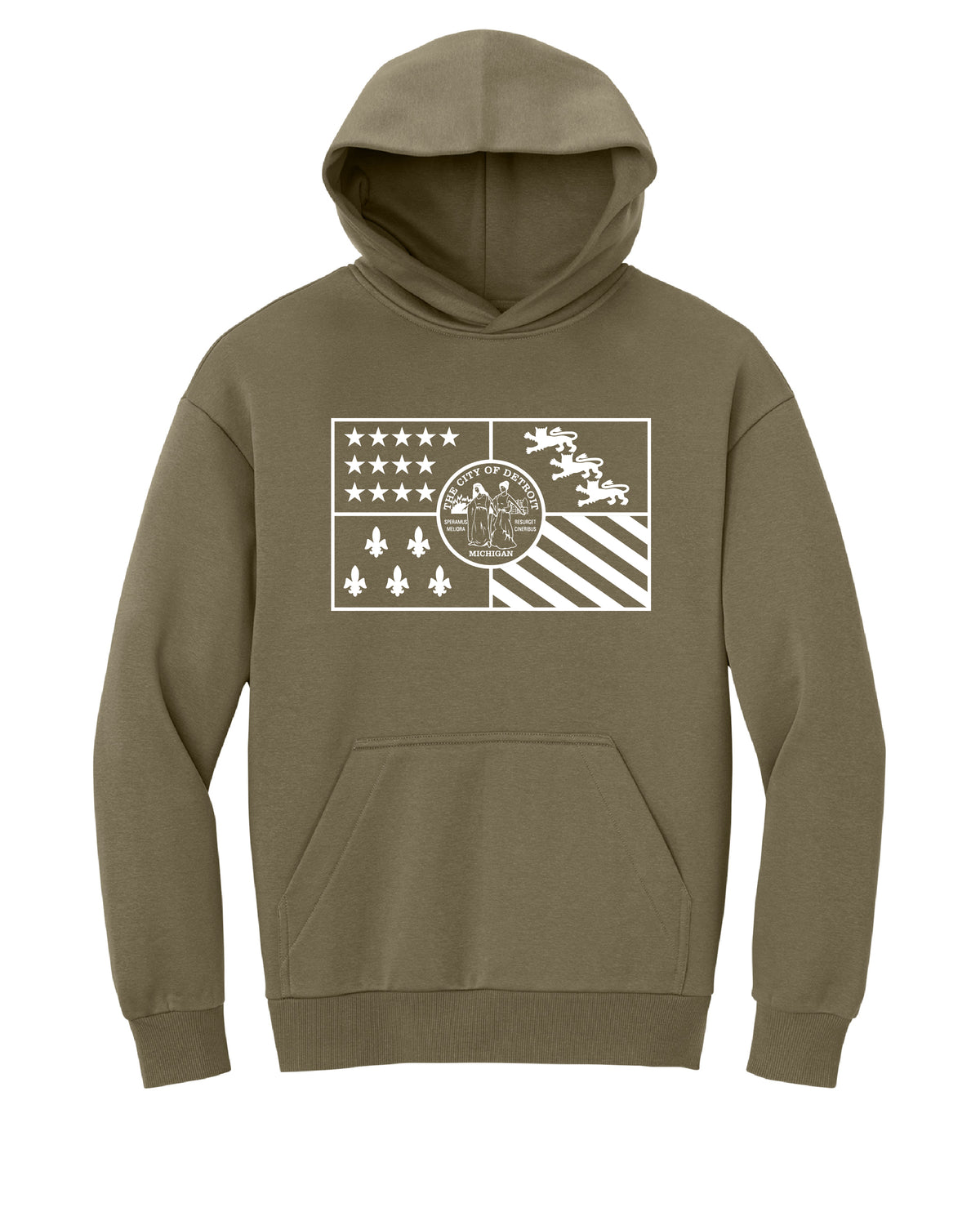 City of Detroit Flag (Solid white print) Hoodie - Ink Detroit