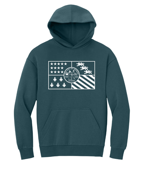 City of Detroit Flag (Solid white print) Hoodie - Ink Detroit