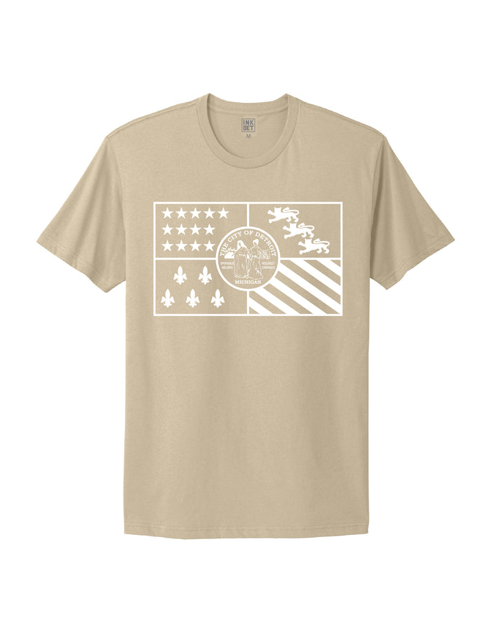 City of Detroit Flag print on a cream colored T-Shirt