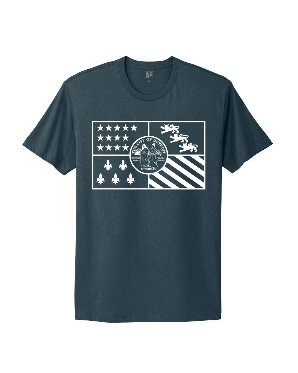 City of Detroit Flag (Solid white print) T-Shirts - Ink Detroit