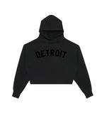 Ladies Classic Detroit Premium Crop Hoodies - Ink Detroit
