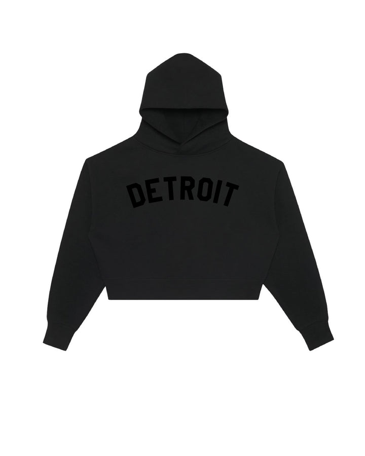 Ladies Classic Detroit Premium Crop Hoodies - Ink Detroit