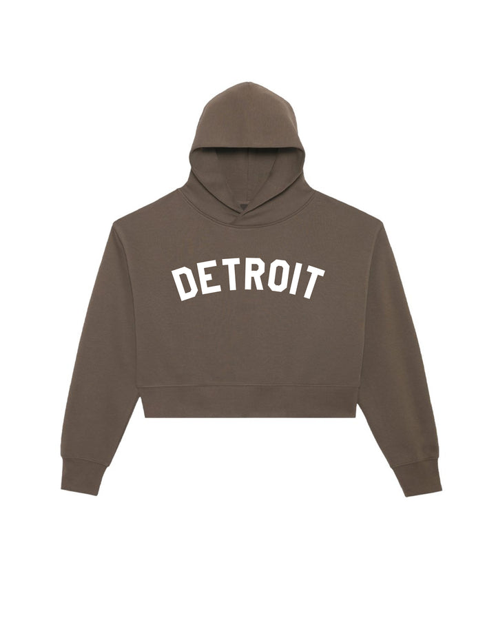 Ladies Classic Detroit Premium Crop Hoodies - Ink Detroit