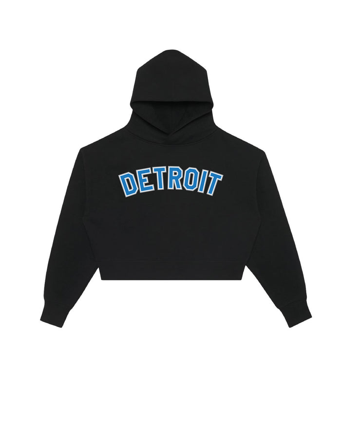 Ladies Classic Detroit Football Premium Crop Hoodie