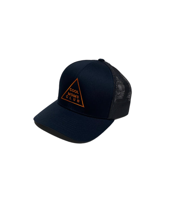 Cool Moms Club Trucker Hat - Navy with Orange Stitch