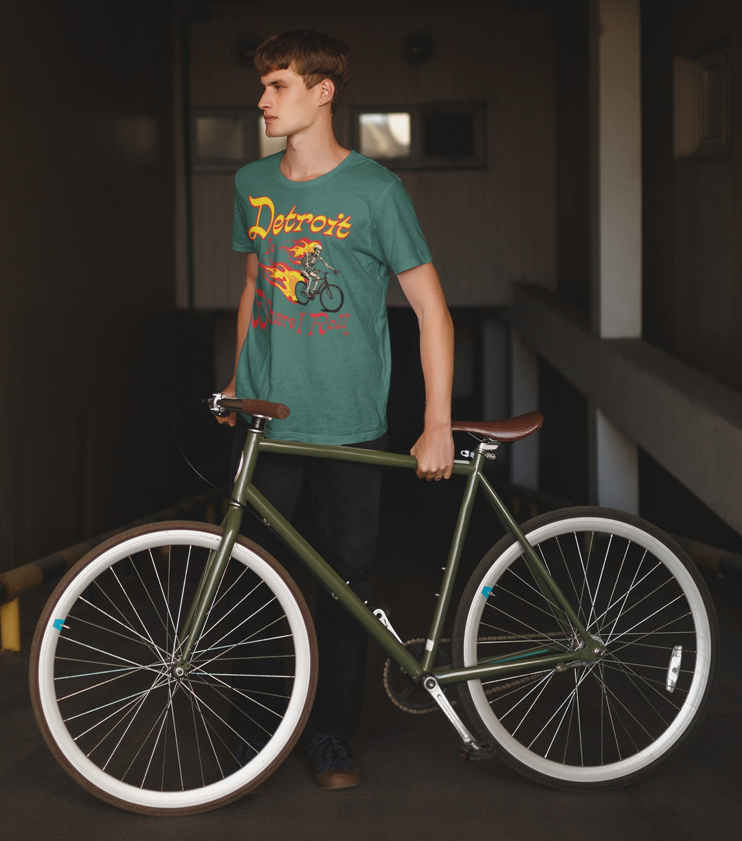 Ink Detroit - Is Where I Roll T-Shirt - Spruce