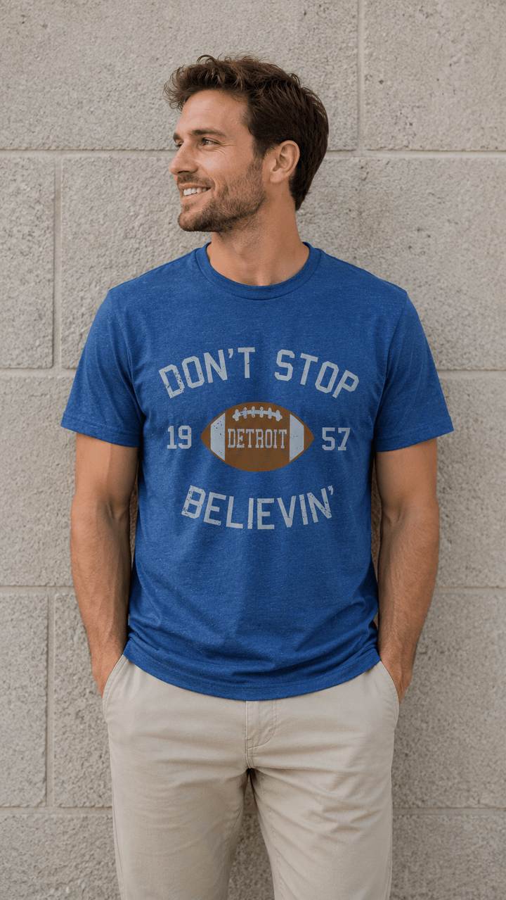 Ink Detroit Don't Stop Believin’ 1957 T-Shirt - Royal Blue - Ink Detroit