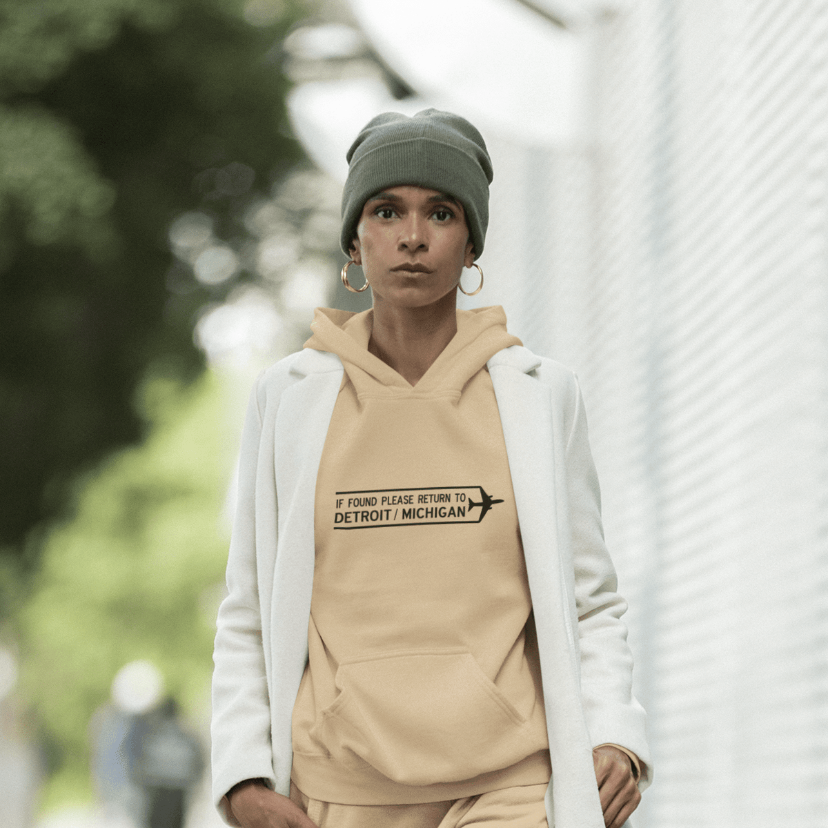 Ink Detroit - DTW Travel Hoodie - Sandstone - Ink Detroit