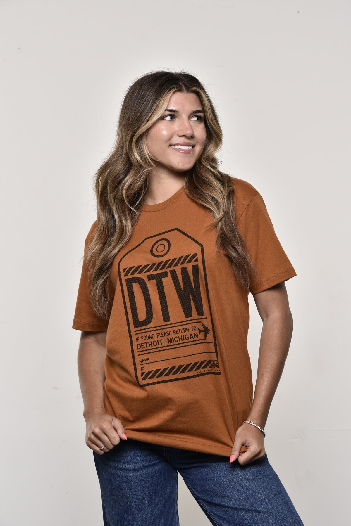 Ink Detroit- DTW Luggage Tag T-Shirt - Ink Detroit
