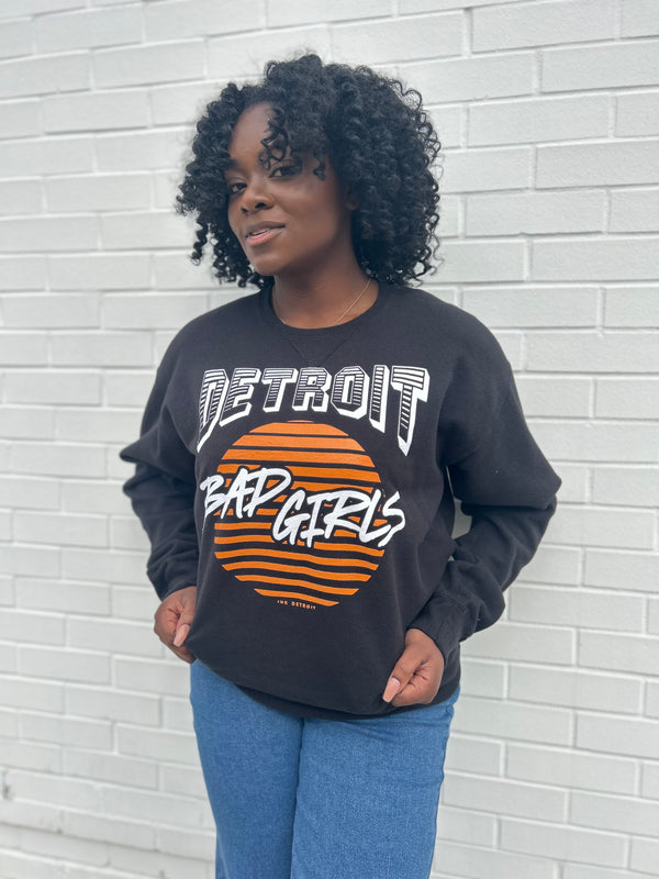 Ink Detroit - Bad Girls Crewneck Sweatshirt - Washed Black