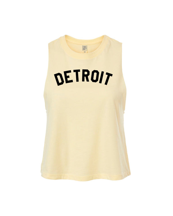 Ink Detroit Racerback Crop Tank Top - Vanilla