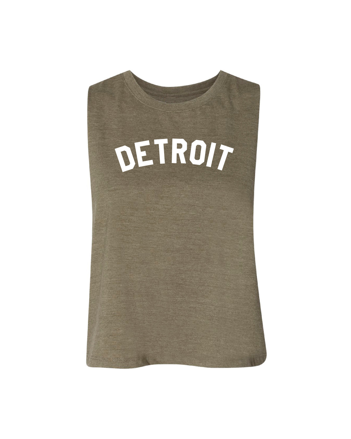 Ink Detroit Racerback Crop Tank Top - Heather Olive - Ink Detroit