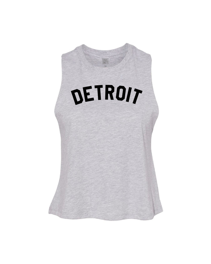 Ink Detroit Racerback Crop Tank Top - Athletic Grey