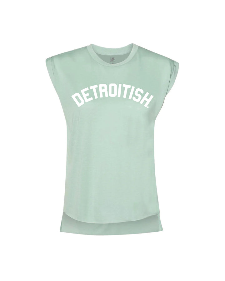 Ink Detroit Detroitish Women's Flowy Muscle T-Shirt Rolled Cuff - Available in 5 Colors - Ink Detroit