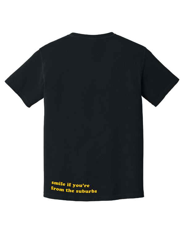 Detroitish Smiley face black t-shirt back print