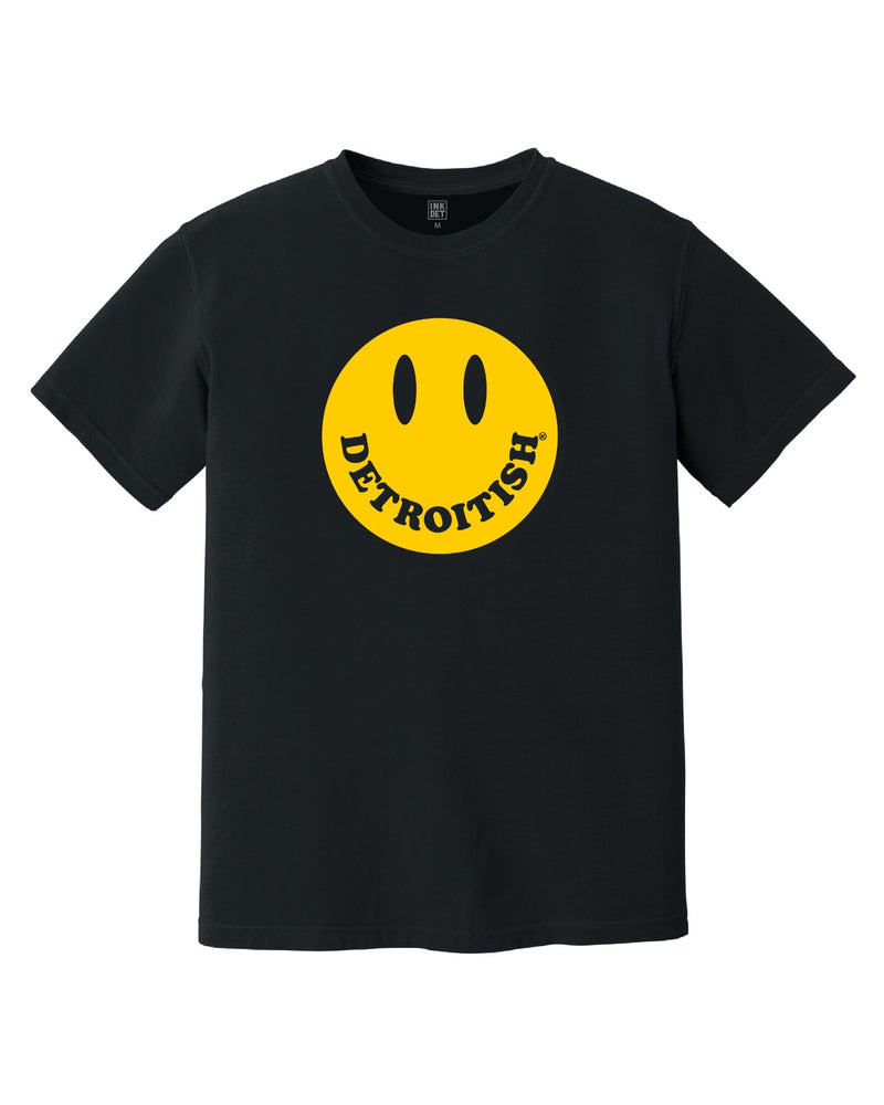 Detroitish smiley face Black T-Shirt front