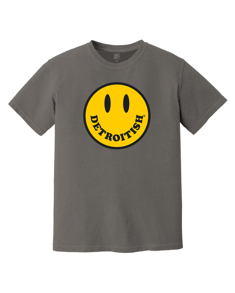 Detroitish Smiley Face T-Shirt Grey