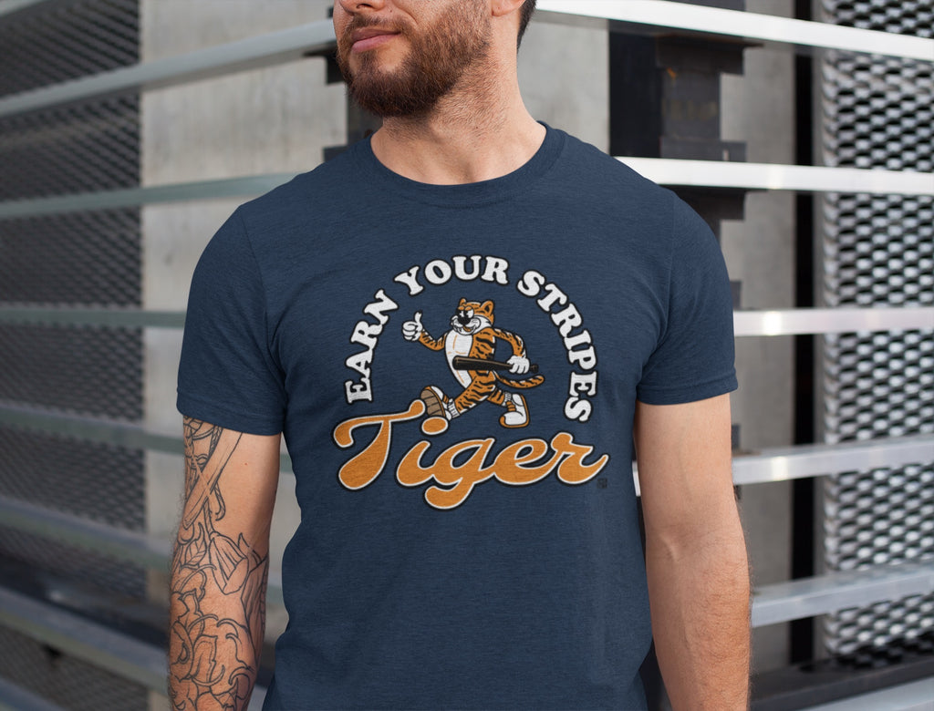 Ink Detroit - "Earn your stripes Tiger" Tri Blend T-Shirt - Navy - Ink Detroit