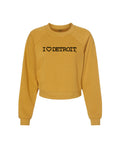 I Love Detroit - Women's Raglan Pullover Fleece Crop Sweatshirt - Ink Detroit