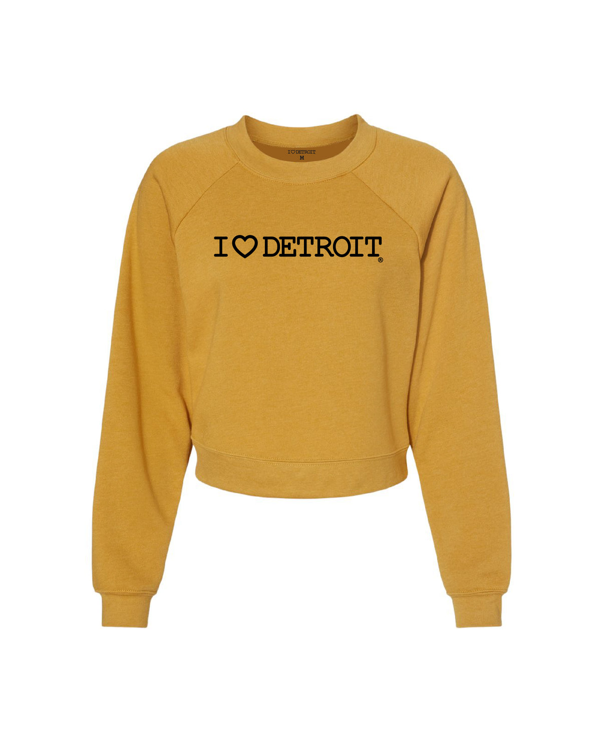 I Love Detroit - Women's Raglan Pullover Fleece Crop Sweatshirt - Ink Detroit